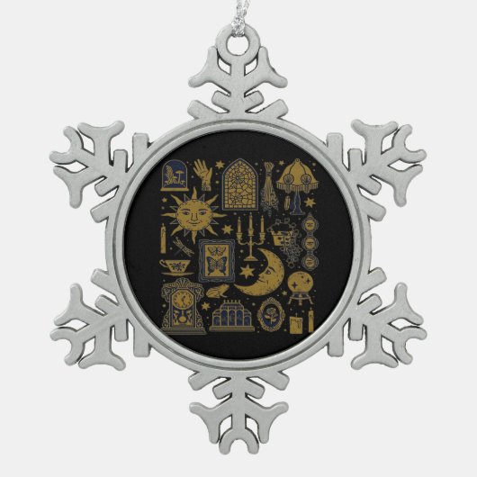 Whimsigoth Classic - Mystieke manen en bossen Tin Sneeuwvlok Ornament (Voorkant)