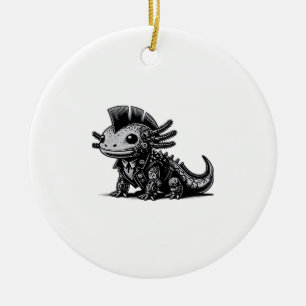 Whimsigoth Cyborg Axolotl kunst ontwerpklasse Keramisch Ornament