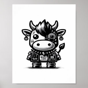 Whimsigoth Cyborg Koe Kunst Ontwerp Classic Poster