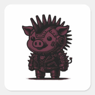 Whimsigoth Cyborg Luiaard Vintage Kunstontwerp Kla Vierkante Sticker