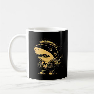 Whimsigoth Cyborg Shark Art Design Koffiemok
