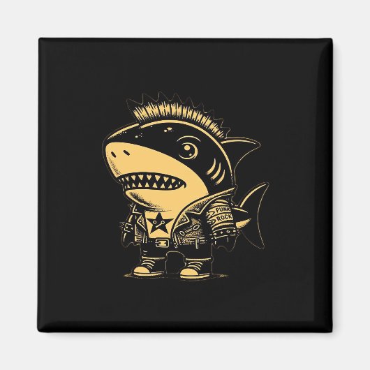 Whimsigoth Cyborg Shark  Art Design Magneet (Voorkant)