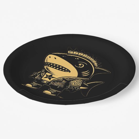 Whimsigoth Cyborg Shark Art Design Papieren Bordje (Gekanteld)
