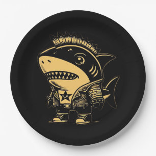Whimsigoth Cyborg Shark Art Design Papieren Bordje