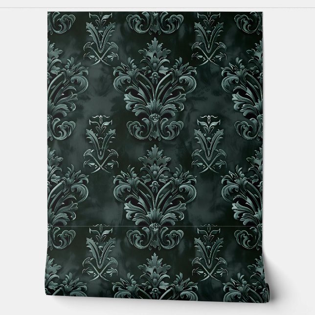 Whimsigoth decoratieve smaragd groen behang (Afrollen)