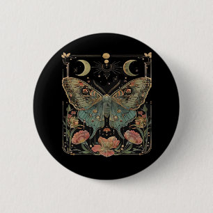 Whimsigoth Moth Shirt, Botanische Vlinder T Shirt Ronde Button 5,7 Cm