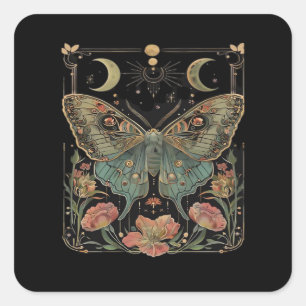 Whimsigoth Moth Shirt, Botanische Vlinder T Shirt Vierkante Sticker