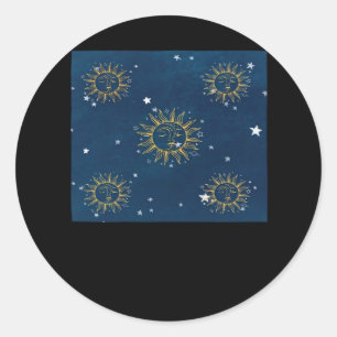 Whimsigoth Night Sky Sun Moon Witchy Classic Desig Ronde Sticker