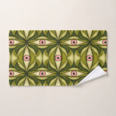 Whimsigoth Roze Oog Groen Botanisch Maximalistisch Bad Handdoek (Handdoek)