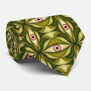 Whimsigoth Roze Oog Groen Botanisch Maximalistisch Stropdas