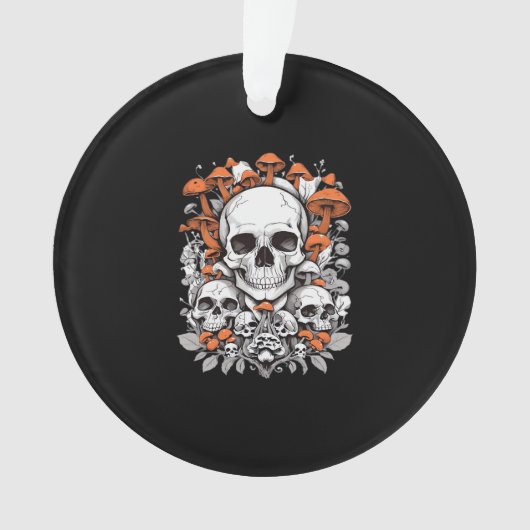 Whimsigoth Skulls & Mushrooms Botanische leeftijd Ornament (voorkant)