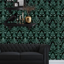 Whimsigoth smaragdgroene fleur behang