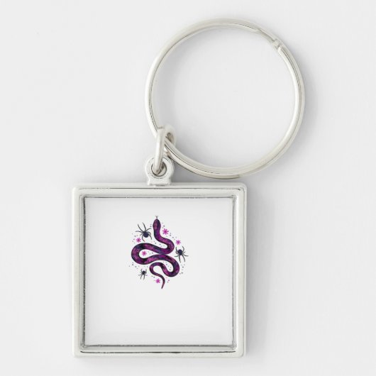 Whimsigoth Snake Flowers Classic Sleutelhanger (Voorkant)