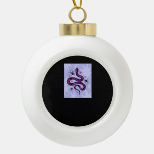 Whimsigoth Snake Spinnen Bloemen Keramische Bal Ornament