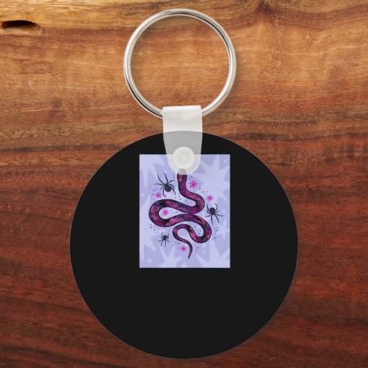 Whimsigoth Snake Spinnen Bloemen Sleutelhanger (Voorkant)
