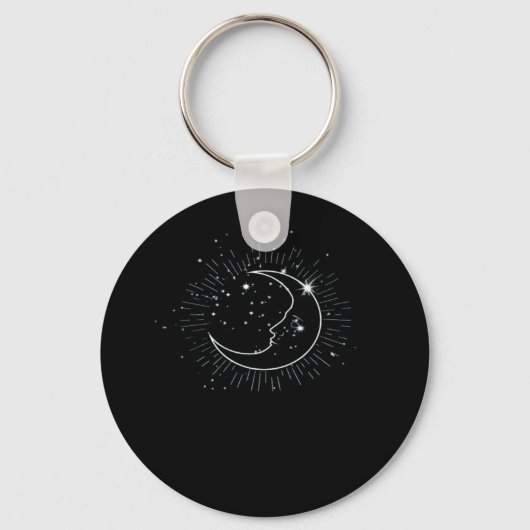 Whimsigoth Sterrennacht Moon Witchy Classic Sleutelhanger (Voorkant)