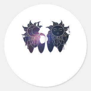 Whimsigoth Sterrennacht Zon Maan Hekserig Klassiek Ronde Sticker