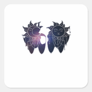 Whimsigoth Sterrennacht Zon Maan Hekserig Klassiek Vierkante Sticker