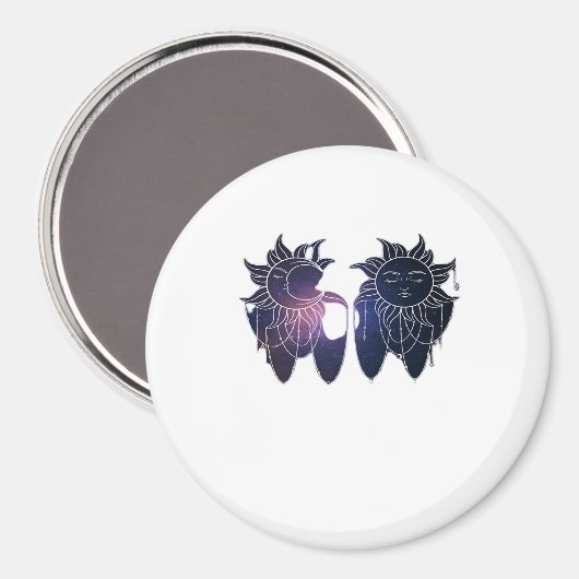 Whimsigoth Sterrennacht Zon Maan Hekserij Klassiek Magneet (Voorkant / Achterkant)