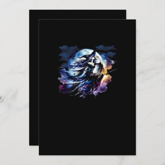 Whimsigoth Witch Vliegen Over Volle Maan Vrouwen K Feestdagenkaart (Voorkant / Achterkant)