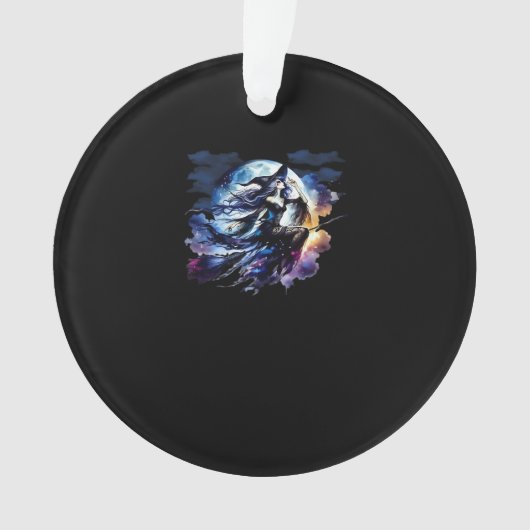Whimsigoth Witch Vliegen Over Volle Maan Vrouwen K Ornament (voorkant)