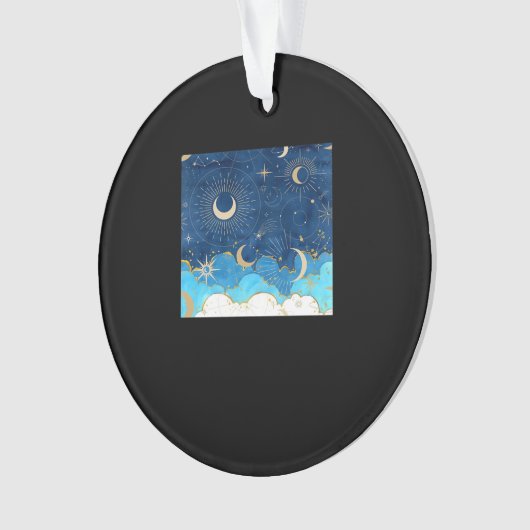 Whimsigoth Wolken Zon Maan Witchy Classic Ornament (voorkant)