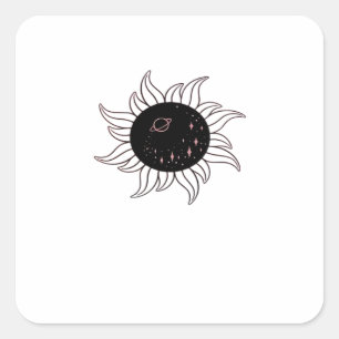 Whimsigoth Zon Ruimte Bergen En Zonsondergang Vierkante Sticker