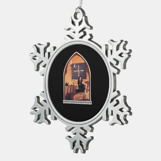 Whimsigothic Cathedral Window Classic Tin Sneeuwvlok Ornament (Rechts)
