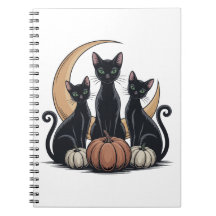 Whimsigothic Zwarte Katten Pompoen Maan Halloween