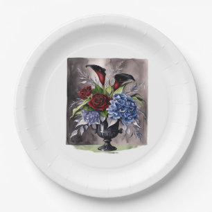 Whimsigotisch – Gotische bloemenvase esthetische k Papieren Bordje