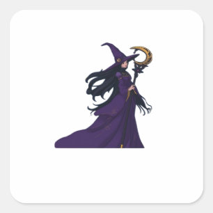 Whimsigotische Maan Heks Vierkante Sticker