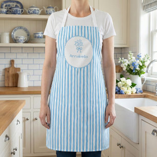 Whimsisch Blauw Wit Streep Preppy Schort
