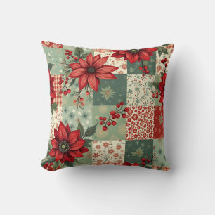 Whimsisch Bloemig Vintage Kerstquiltsjabloon Kussen