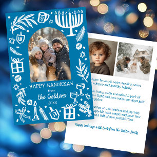 Whimsisch Chanoeka Cute Aangepaste Boog 3 FOTO Feestdagenkaart