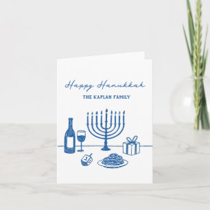 Whimsisch handgetekend Hanukka Joods trendy op maa Feestdagen Kaart