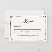 Whimsisch Handgetekende Huwelijks RSVP Kaart (Voorkant)