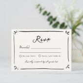 Whimsisch Handgetekende Huwelijks RSVP Kaart (Staand voorkant)