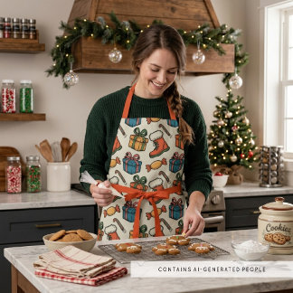 Whimsisch Kerst Kerststok Cadeaupatroon MH26 Schort