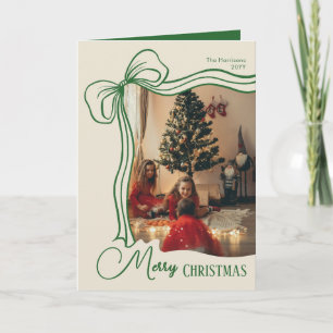 Whimsisch Kerstmis Handgetekende Strik Foto Feestdagen Kaart