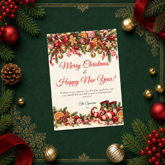 Whimsisch Prettig Kerstfeest Gelukkig Nieuwjaar Feestdagenkaart