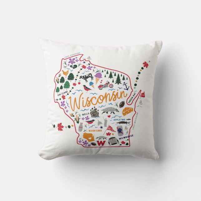 Whimsisch Wisconsin Kussen (Voorkant)