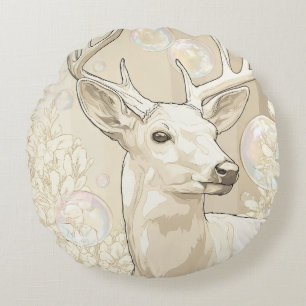 Whimsisch Wit Hert en Bellen Fantasie Ronde Acc Rond Kussen