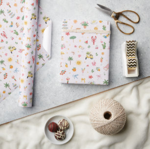 Whimsisch Zomer Watercolor Patroon Cadeaupapier