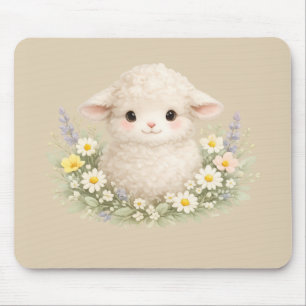 WhimsiSchapen en Wilde Bloemen voor een Charmante Muismat