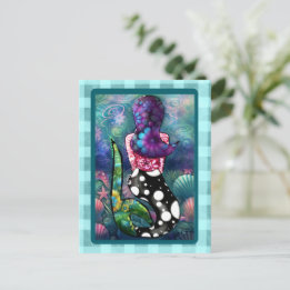 Whimsische Abstracte Zeemeermin Nautilus Turquoise Briefkaart