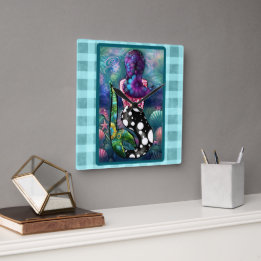 Whimsische Abstracte Zeemeermin Nautilus Turquoise Vierkante Klok