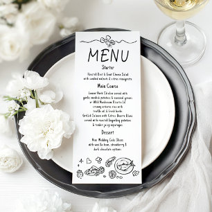 Whimsische funky decor handgeschreven huwelijksmen menu