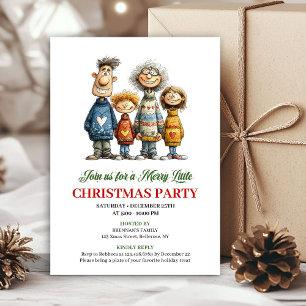 Whimsische Gezins Cartoon Moderne Kerstkaart Kaart
