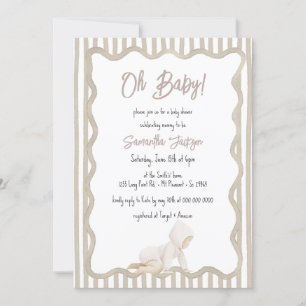 Whimsische handgetekende beige neutrale babyshower kaart
