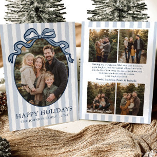 Whimsische handgetekende coquette strik familiefot feestdagenkaart